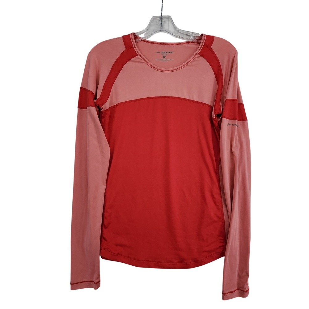 Brooks Medium Pink Red Long Sleeve Running Shirt Athletic Gym Workout Gorpcore M